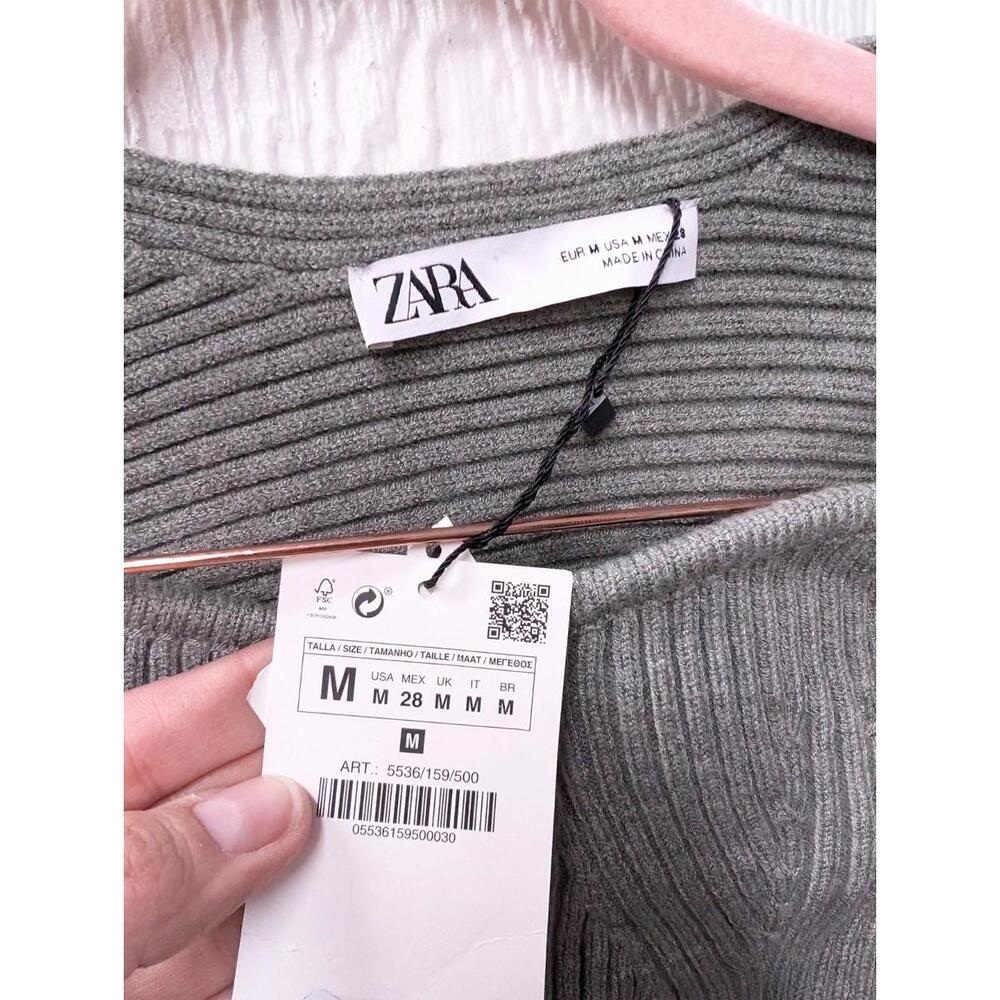 NWT Zara Ribbed Arm Warmers & Strapless Top Bodice Set Gray Green Size Medium - Picture 5 of 8